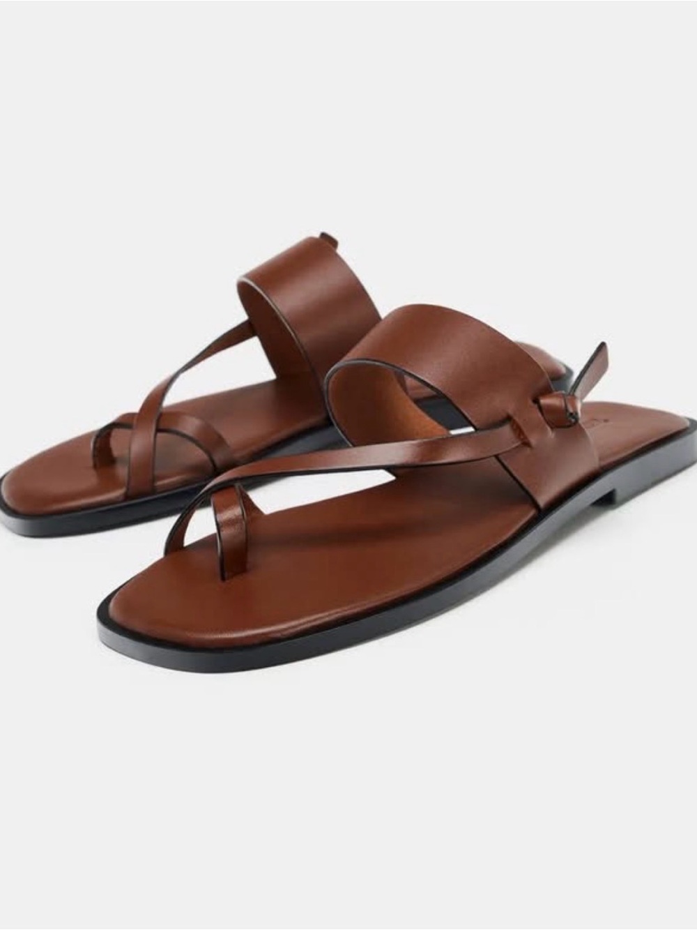 Zara Brown Leather Strappy Sandals